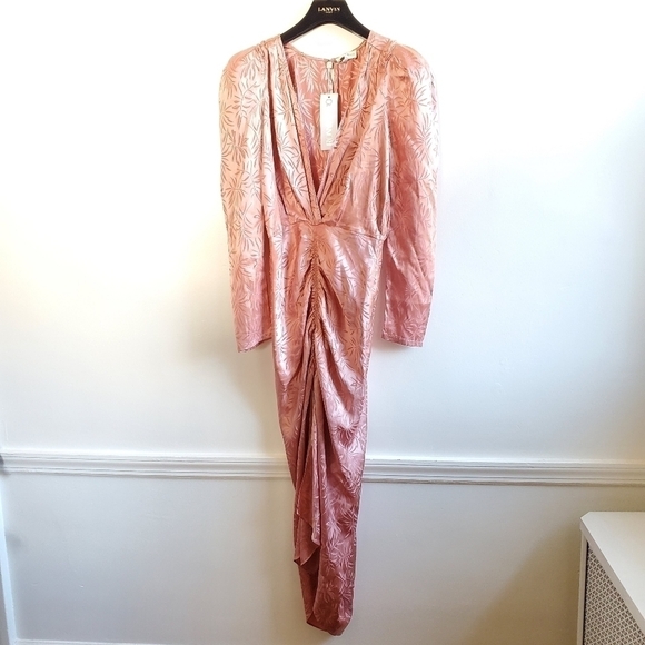 New Ronny Kobo Astrid Jacquard Satin Dusty Rose Midi Dress NWT Size XS - Picture 9 of 14